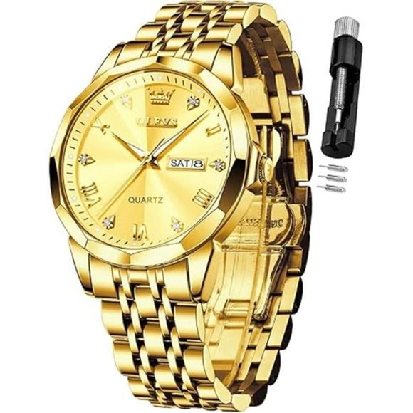 Watch for Men Diamond Business Dress Analog Quartz Stainless Steel Waterproof - Picture 7 of 7